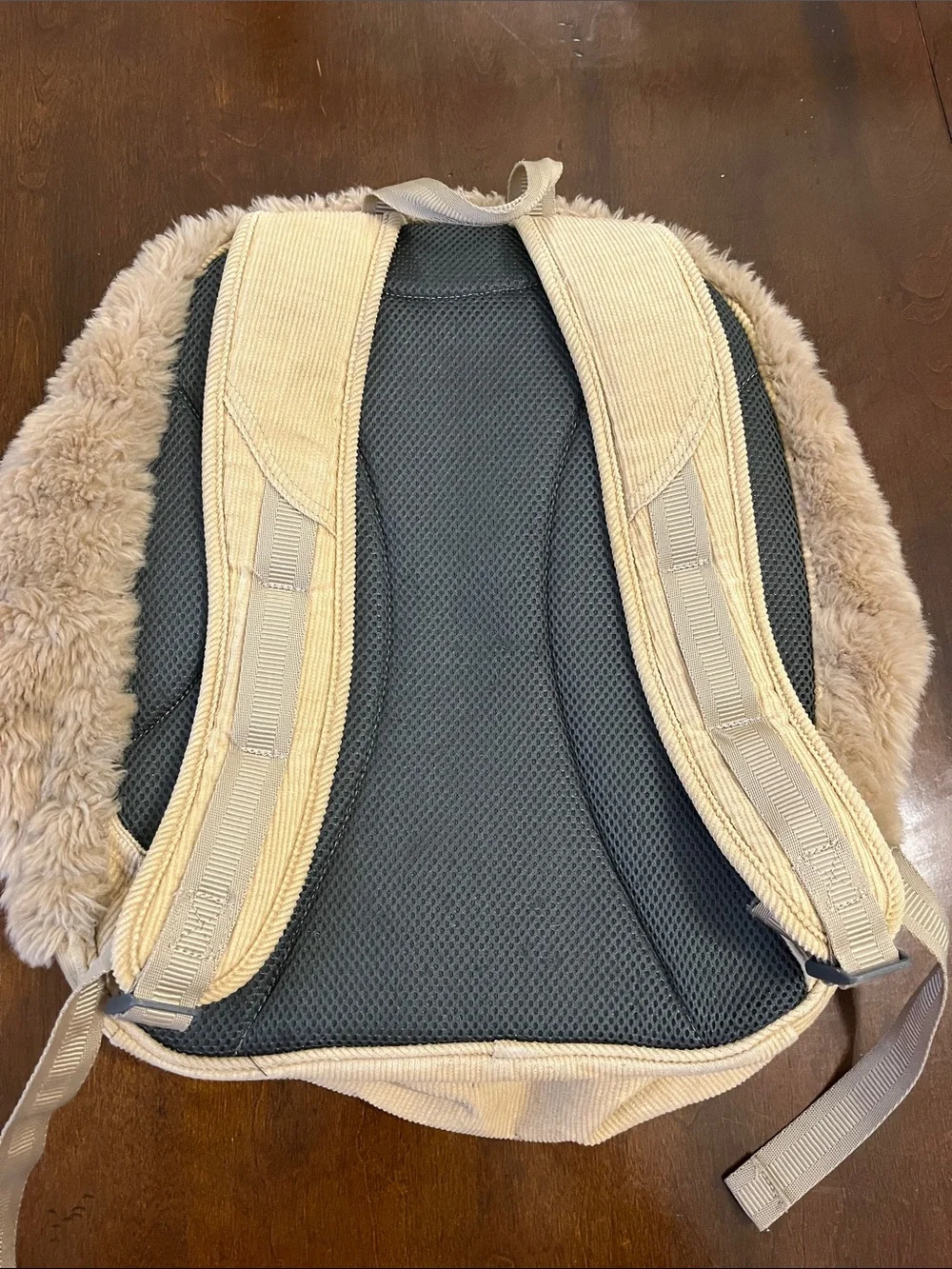 Pottery Barn Kids Plush Bear Backpack in Beige and Taupe